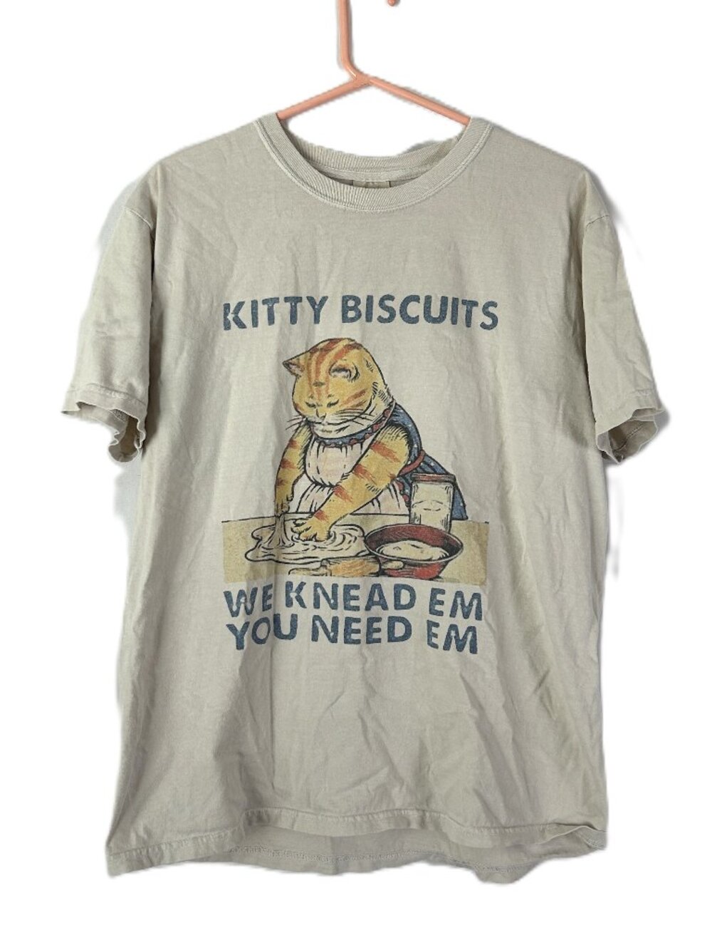 Kitty Biscuits T Shirt Stains Grunge L